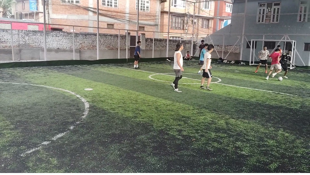 Students playing football